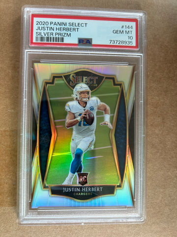2020 Select Silver Prizm Justin Herbert Premier Level #144 PSA 10 - Rookie 