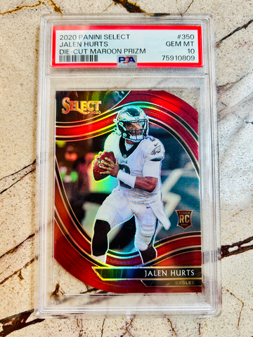 2020 Select Prizm Maroon Jalen Hurts Die-Cut #350 PSA 10 - RARE Maroon GEM Mint