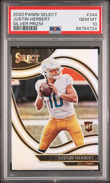 2020 Select Silver Prizm Justin Herbert #344 Field Level PSA 10