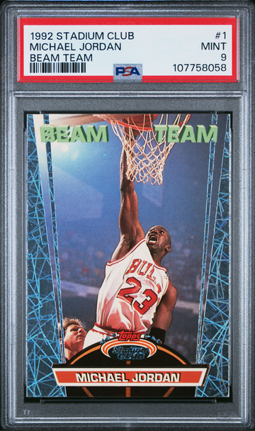 1992 STADIUM CLUB BEAM TEAM #1 MICHAEL JORDAN PSA 9