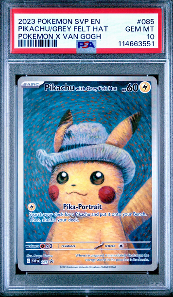 2023 Pokemon Pikachu Grey Felt Hat Van Gogh #085 PSA 10