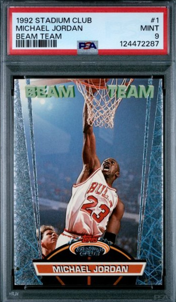 1992 STADIUM CLUB BEAM TEAM #1 MICHAEL JORDAN PSA 9