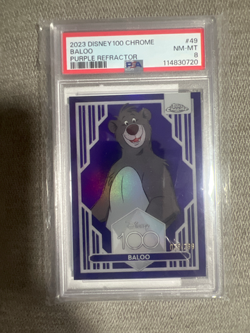 2023 Disney 100 Chrome 49 Bali purple refractor Psa 8 /299