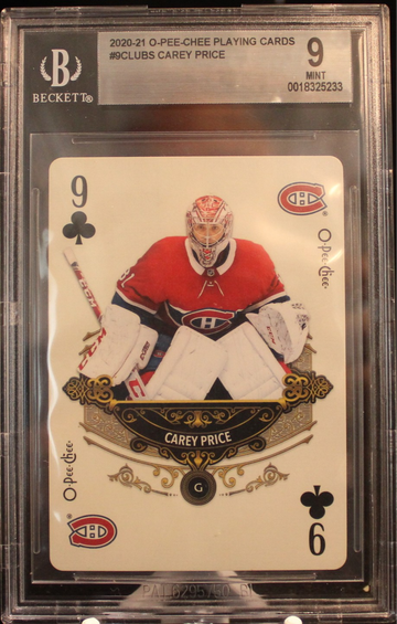 2020-21 O-PEE-CHEE PLAYING CARDS CAREY PRICE BGS 9
