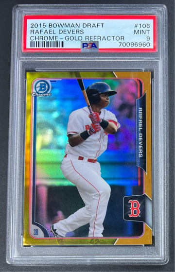 2015 Bowman Draft Chrome Rafael Devers #05/50 Gold Refractor SP PSA 9