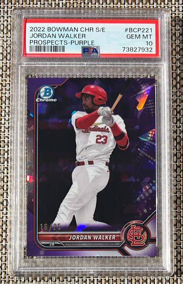 2022 Bowman Chrome Prospects Jordan Walker RC #16/25 Sapphire Edition Purple SSP PSA 10 