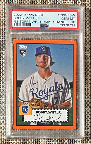 2022 Topps NSCC Bobby Witt Jr. #24/25 ‘52 Topps Rookies Wrapper Redemption Orange SSP PSA 10 💎