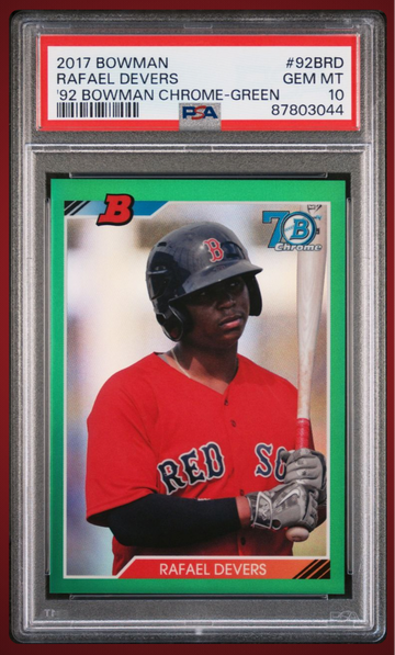 2017 Bowman Chrome Rafael Devers RC #38/99 ‘92 Bowman Green Refractor SP PSA 10 💎