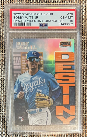 2022 Stadium Club Chrome Bobby Witt Jr. RC #14/25 Dynasty & Destiny Orange Refractor SSP PSA 10 Gem Mint