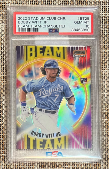 2022 Topps Stadium Club Chrome Bobby Witt Jr. RC #08/25 Beam Team Orange Refractor SP PSA 10 💎