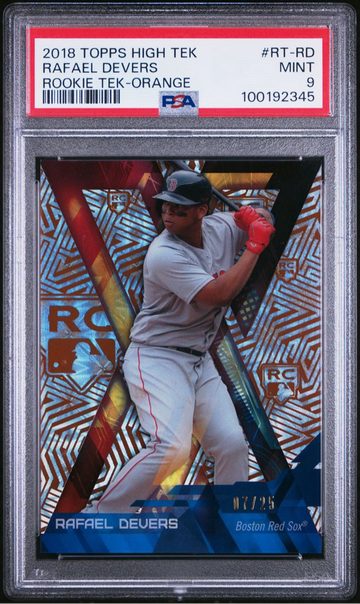 2018 Topps Hi-Tek Rafael Devers RC #07/25 Rookie Tek Orange SSP PSA 9