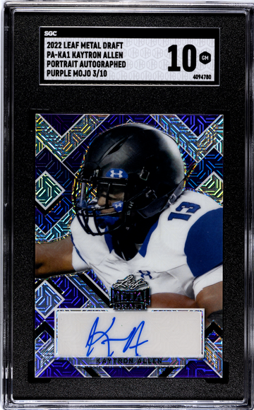 2022 Leaf Purple Mojo Leaf Rookie Auto 3/10 Kaytron Allen #PA-KA1 PSU GEM MINT