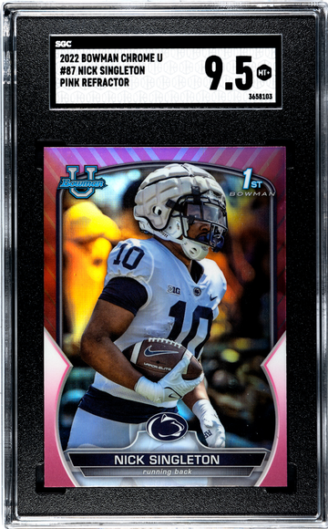 2022 Bowman Chrome University #87 Nick Singleton Pink Refractor Rookie Card RC MINT+