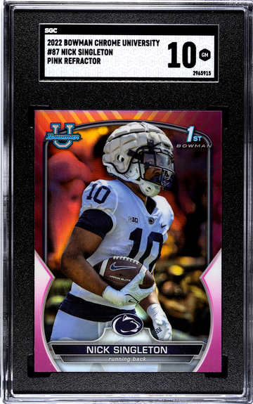 2022 Bowman Chrome University #87 Nick Singleton Pink Refractor Rookie Card RC GEM MINT