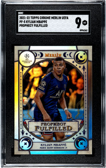 2021-22 Topps Chrome Merlin UEFA UCL KYLIAN MBAPPE MINT #PF-5 Prophecy FULLFILLED