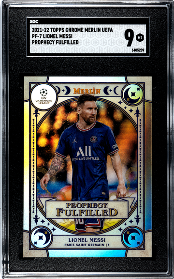 2021-22 Topps Chrome Merlin UEFA UCL LIONEL MESSI MINT #PF-7 Prophecy FULLFILLED MINT