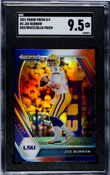 2021 Panini Prism Draft Pick #3 JOE BURROW ROOKIE CARD RED-WHITE-BLUE PRISM