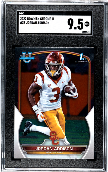 2022 Bowman Chrome University #36 Jordan Addison USC Minnesota Vikings ROOKIE RC MINT+