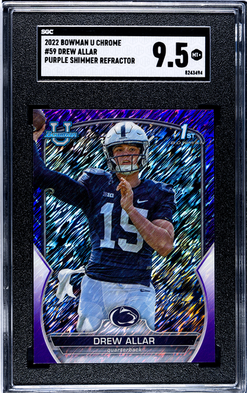 2022 Bowman Chrome University #59 DREW ALLAR PENN STATE Rookie Card RC MT+ Purple Shimmer Refractor