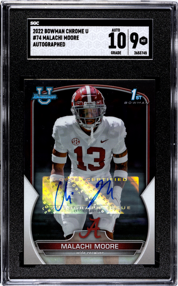 2022 Bowman Chrome University #74 MALACHI MOORE ALABAMA Autographed Rookie Card RC MT