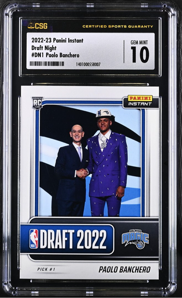 LOW POP! 2022 Panini Instant Draft Night #DN1 Paolo Banchero Rookie of Year RC GEM MINT