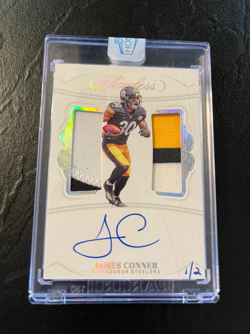 2019 Panini Flawless Football James Connor Double Patch Auto 1/2