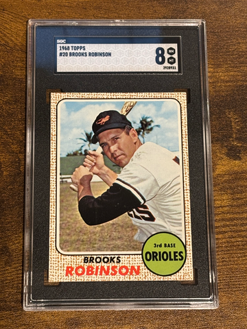 Centered 1968 Topps Baseball #20 Brooks Robinson HOF SGC 8 Baltimore Orioles
