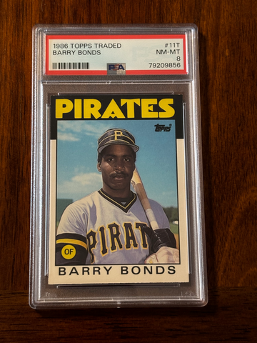 1986 Topps Traded Barry Bonds RC PSA 8 Pittsburgh Pirates