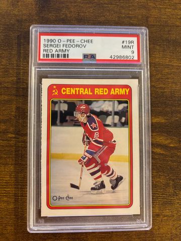 1990 O-Pee-Chee Red Army Sergei Fedorov HOF PSA 9 Detroit Red Wings