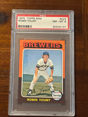 1975 Topps Mini Robin Yount HOF RC PSA 8 Milwaukee Brewers