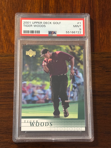2001 Upper Deck Golf Tiger Woods RC PSA 9