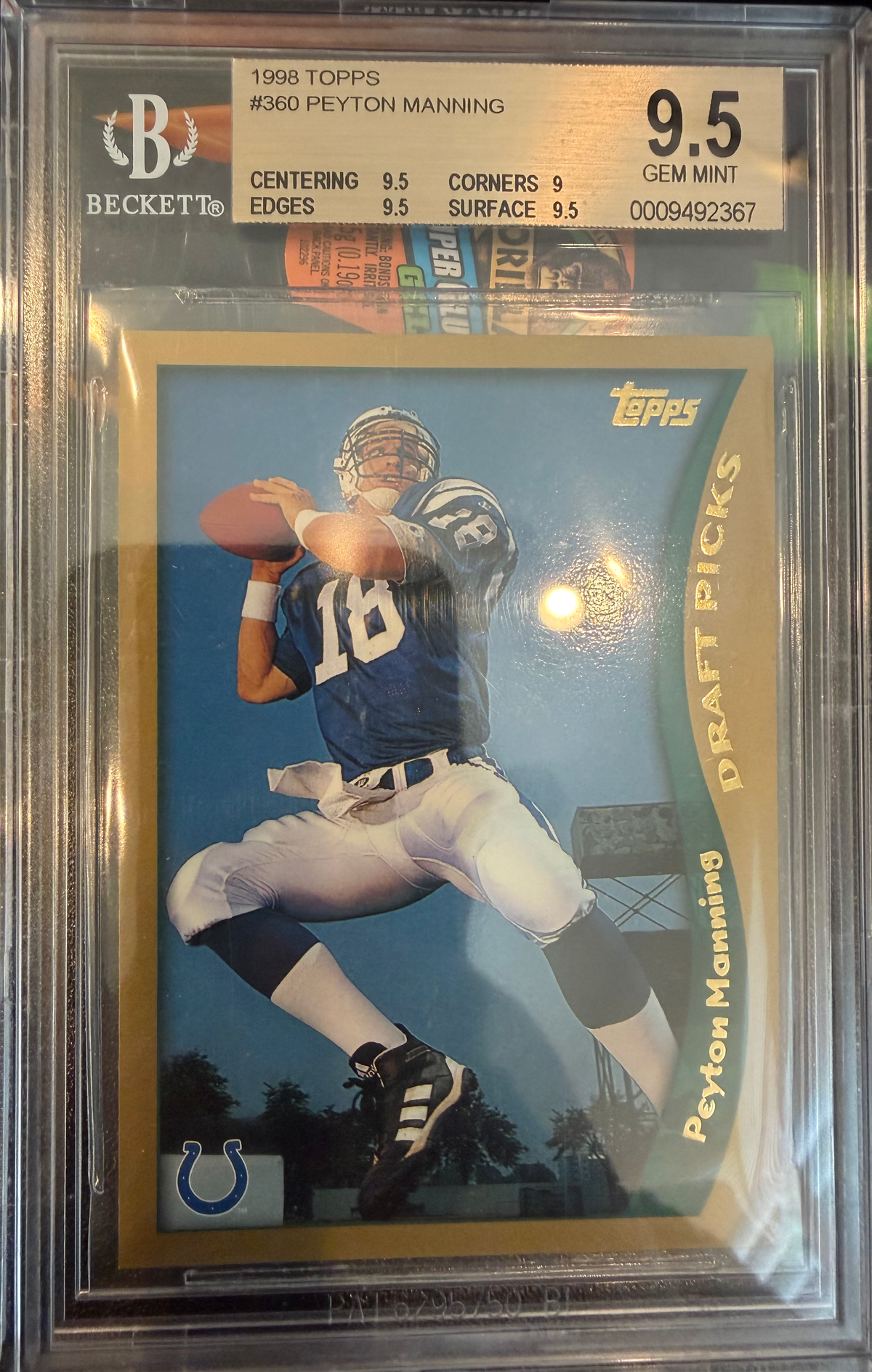 1998 Topps #360 Peyton Manning RC BGS 9.5 Gem Mint | MySlabs