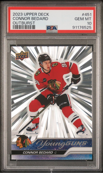 2023 Upper Deck Young Guns Outburst Connor Bedard #451 PSA 10 GEM MINT LOW POP!!