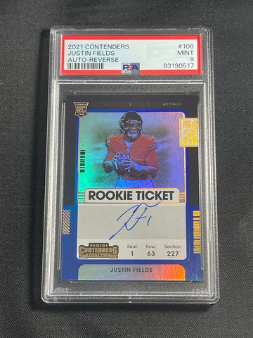 2021 Contenders Rookie Ticket Auto Reverse SSP #108 Justin Fields PSA 9 POP1