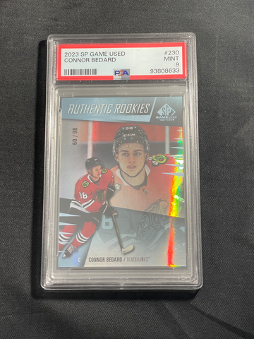 2023 UD SP Game Used Authentic Rookies #230 Connor Bedard /98 RARE TRUE RC PSA 9
