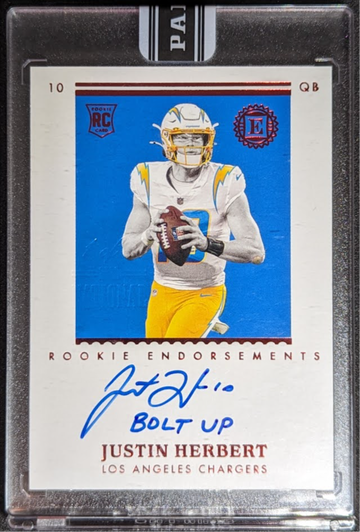 2020 Panini Encased Justin Herbert Rookie Endorsements Ruby Black Box 1/1