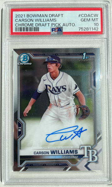 Carson Williams 2021 1st Bowman Chrome Draft Auto PSA 10 RC