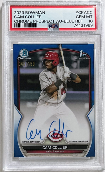 Cam Collier 2023 1st Bowman Chrome PSA 10 Blue Refractor RC Auto /150 Rookie Card Autograph