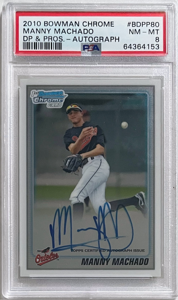 Manny Machada 2010 1st Bowman Chrome RC Auto PSA 8 Rookie Card Autograph