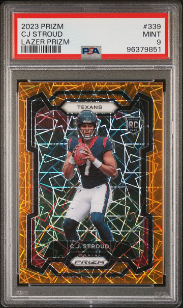 2023 CJ Stroud Panini Prizm ORANGE LAZER ROOKIE RC #339 Texans PSA 9 MINT