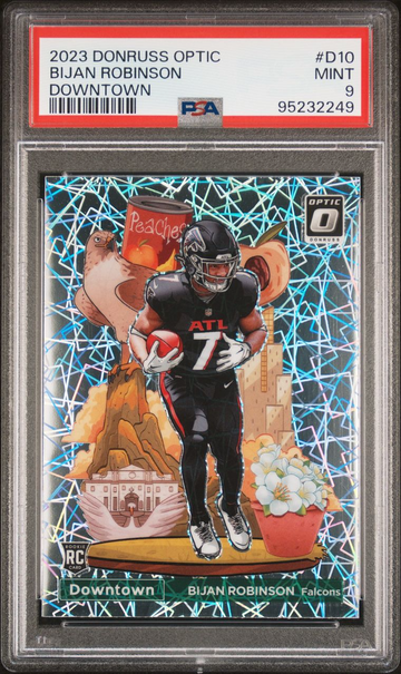 2023 Donruss Optic Downtown #D10 Bijan Robinson RC ROOKIE SSP CASE PSA 9