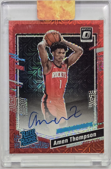 2023-24 Panini Donruss Optic Amen Thompson #287 Red Mojo Rated Rookie RC Auto