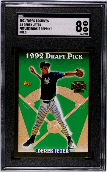 2001 Topps Archives Future Rookie Reprint Gold Derek Jeter #6 SGC 8
