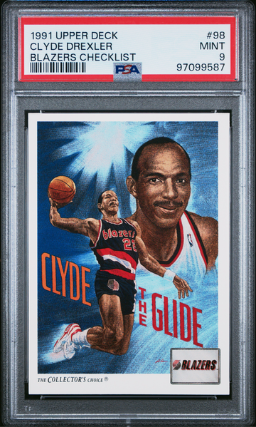 1991 Upper Deck Clyde Drexler #98 Blazers Checklist PSA 9