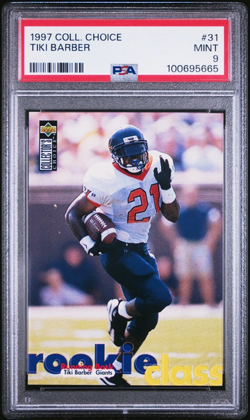 1997 Collector's Choice - Rookie Class Tiki Barber #31 (RC) PSA 9 | GIANTS GOAT