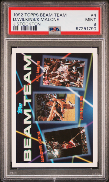 1992-93 Topps - Beam Team Karl Malone, John Stockton, Dominique Wilkins #4 PSA 9