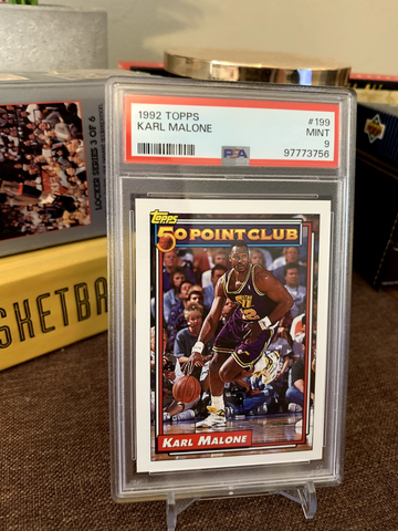 1992 Topps Karl Malone #199 50 Point Club | HOF, PSA 9, Utah Jazz | 2-Time MVP