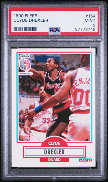1990 FLEER #154 CLYDE DREXLER PSA 9 | PORTLAND TRAILBLAZERS GOAT