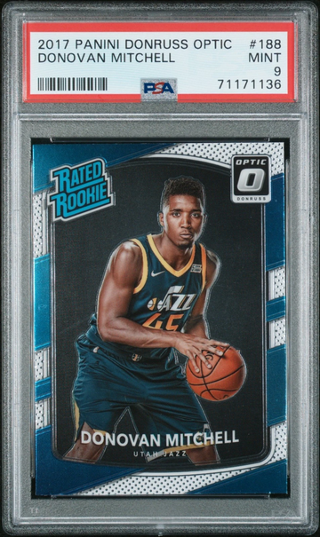 2017-18 Panini Donruss Optic - Rated Rookie Donovan Mitchell #188 (RC) PSA 9