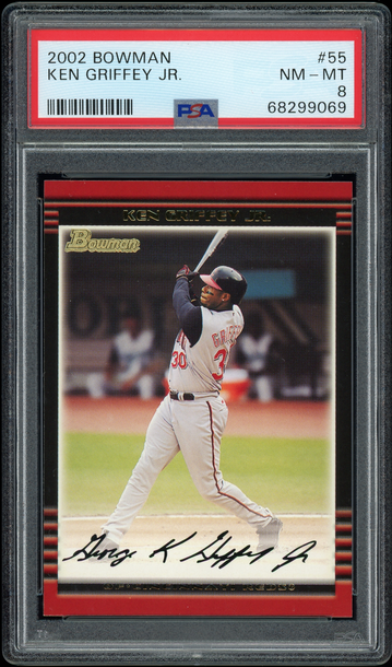 Share 2002 BOWMAN #55 KEN GRIFFEY JR. REDS HOF PSA 8 Mariners Basic Set